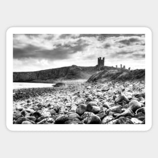 Dunstanburgh Castle Northumberland Black And White Sticker